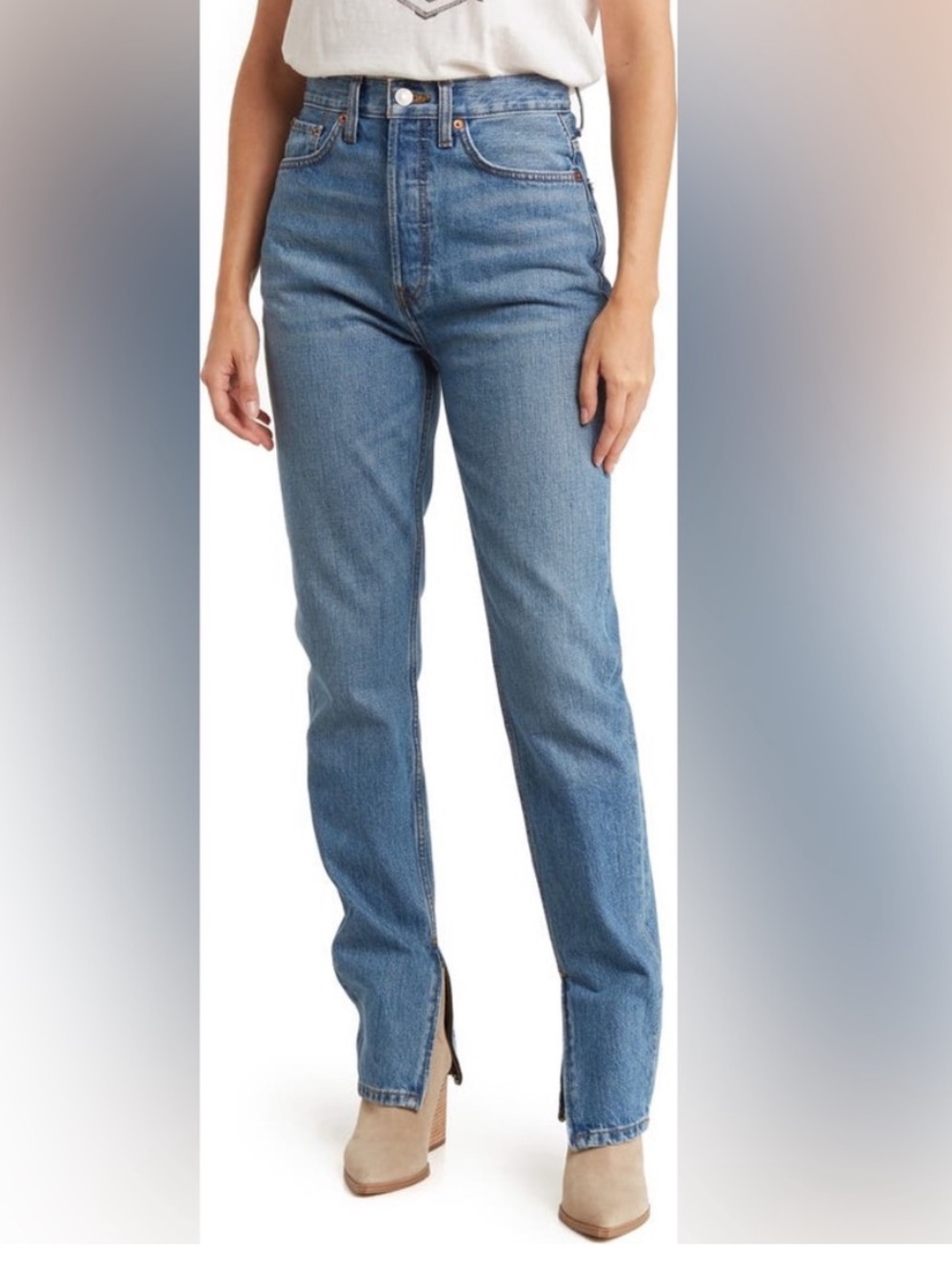 NWOT Re/Done super high drainpipe jeans in atomic size 28